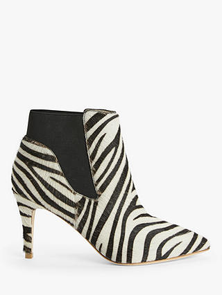 Boden Elsworth Pointed Toe Ankle Boots, Zebra Print