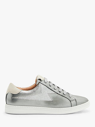 AND/OR Etty Zig Zag Mix Leather Trainers, Silver