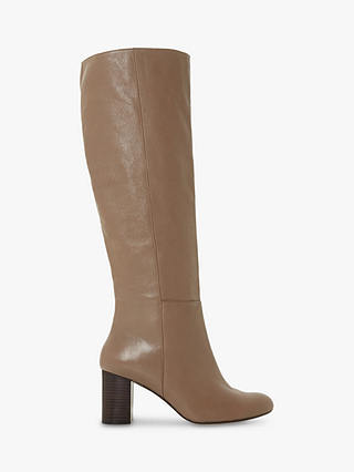 Dune Silene Leather Ruched Block Heel Knee High Boots