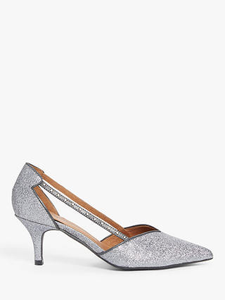 AND/OR Christia Glitter Kitten Heel Court Shoes, Silver