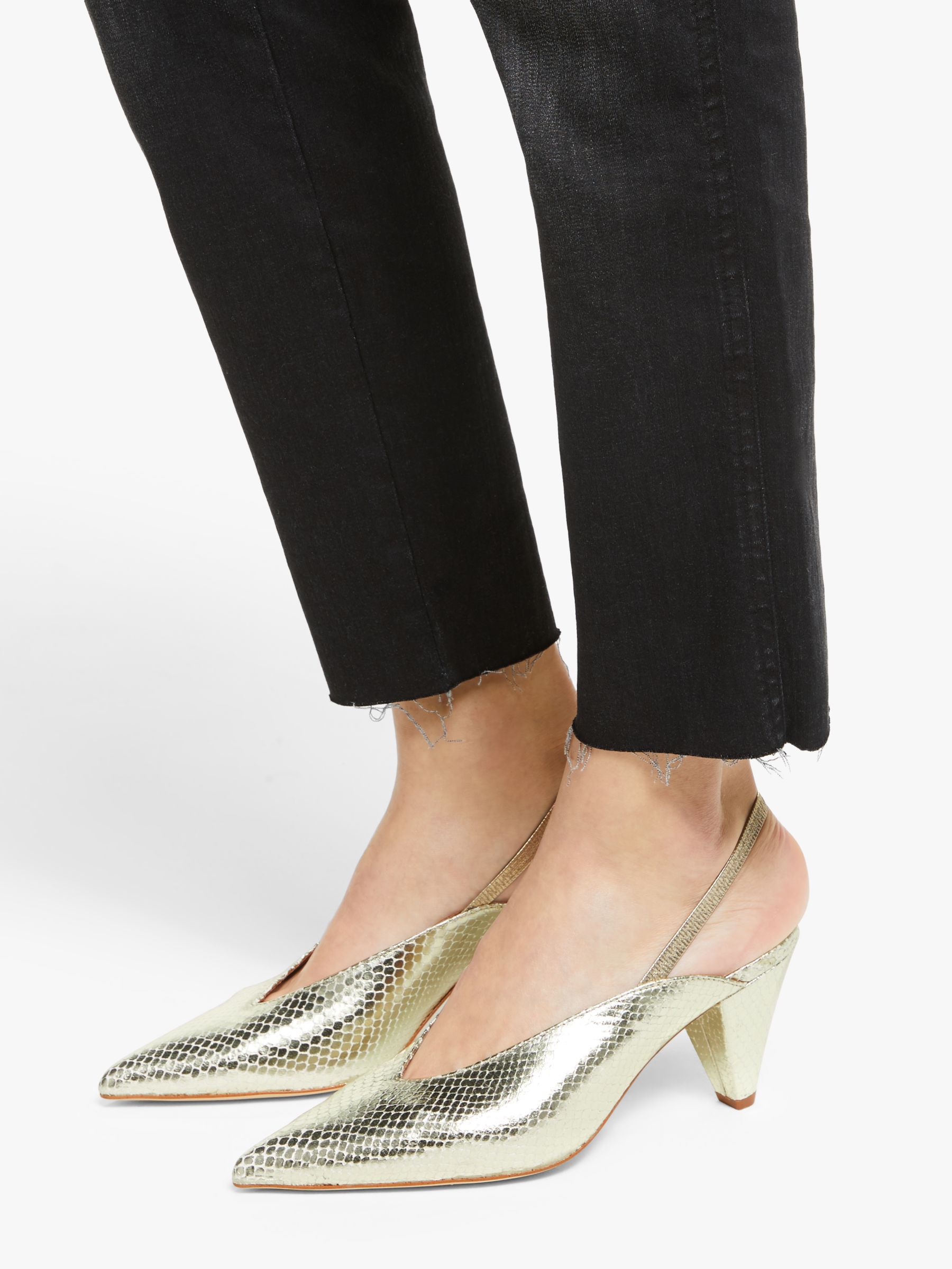 AND/OR Ava Leather Slingback Court Shoes, Gold at John Lewis & Partners