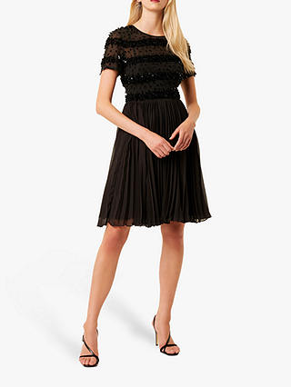 French Connection Pleated Dress, Black