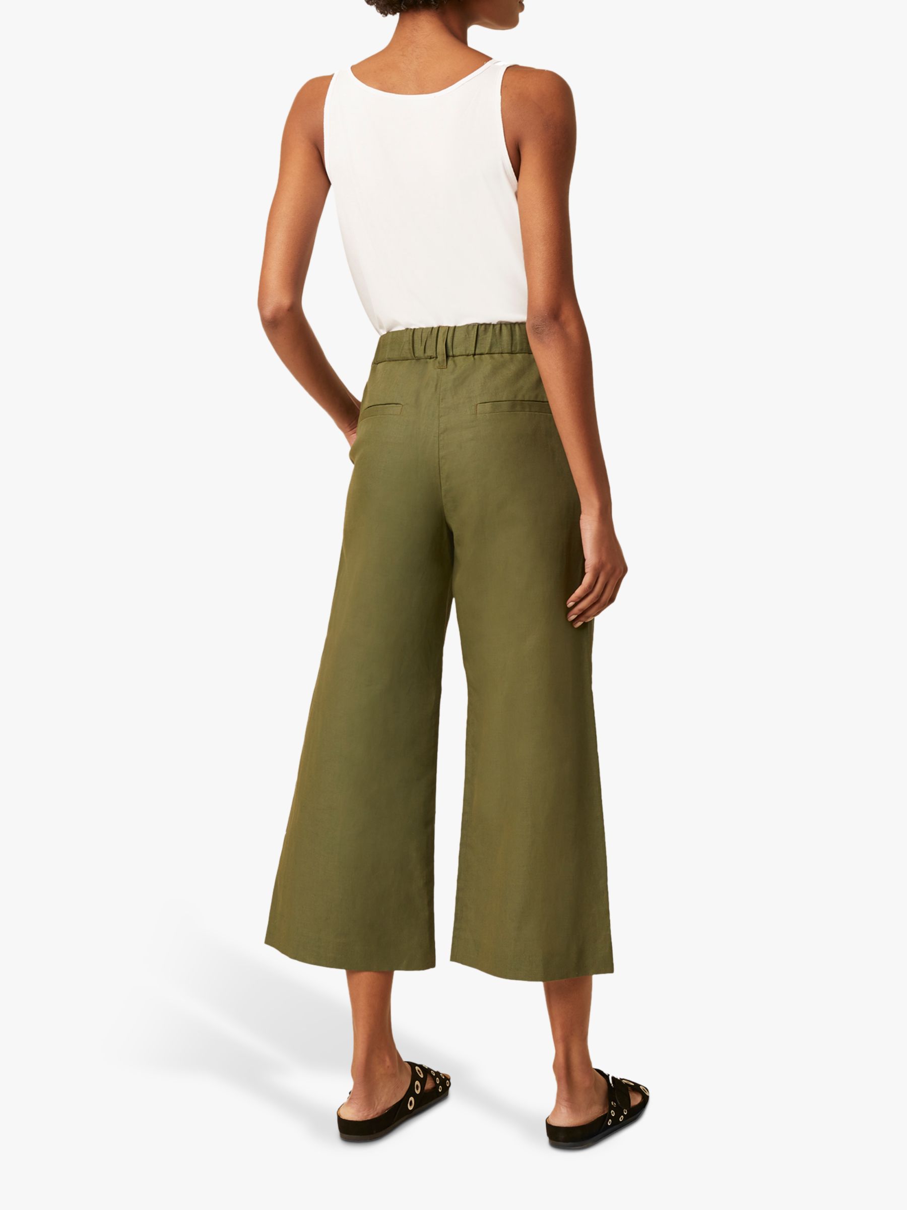 French Connection Wide Leg Culotte Trousers, Khaki at John Lewis & Partners