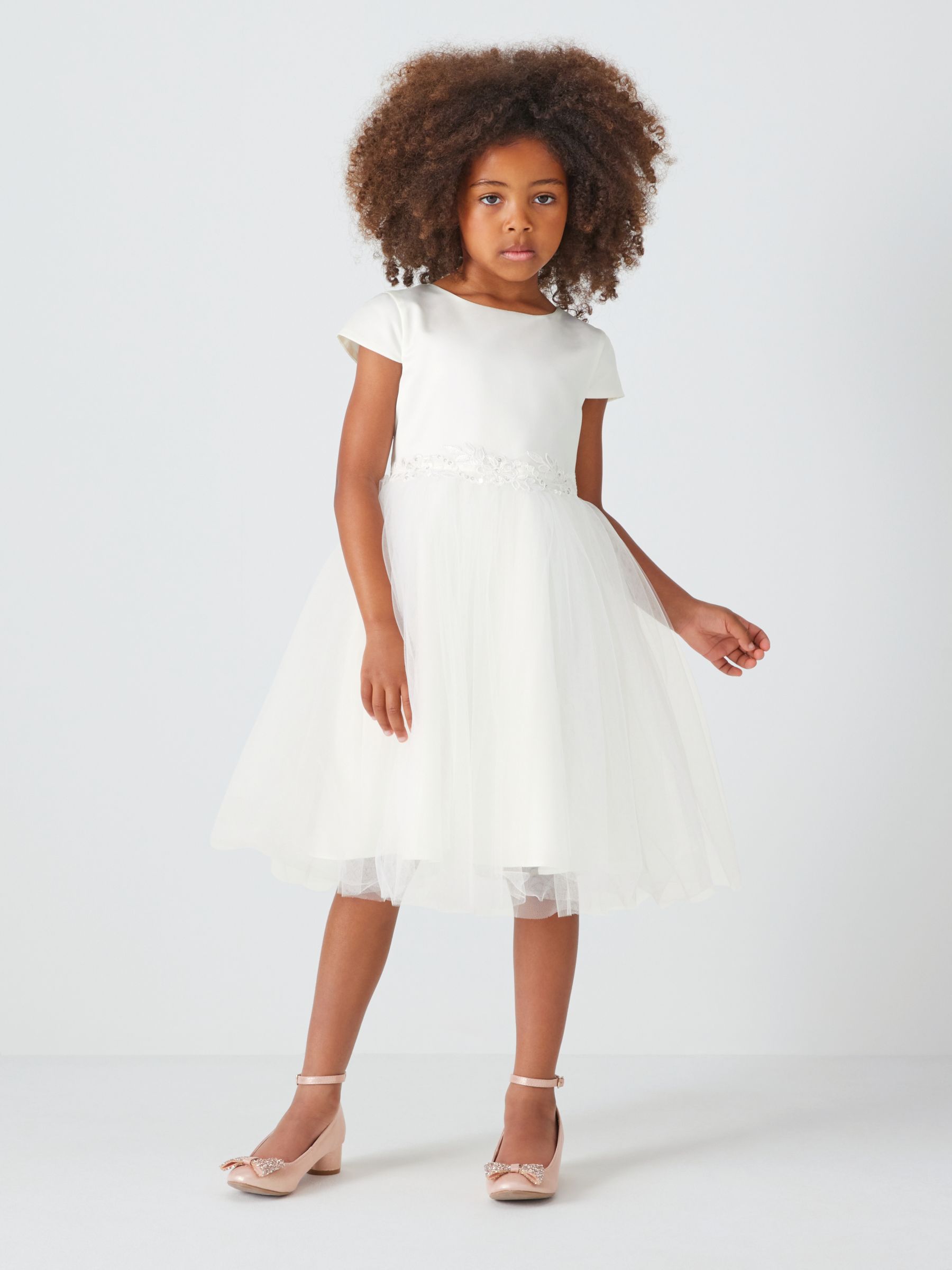 John Lewis Heirloom Collection Kids' Sequin Belted Bridesmaid Dress, Ivory, 2 years