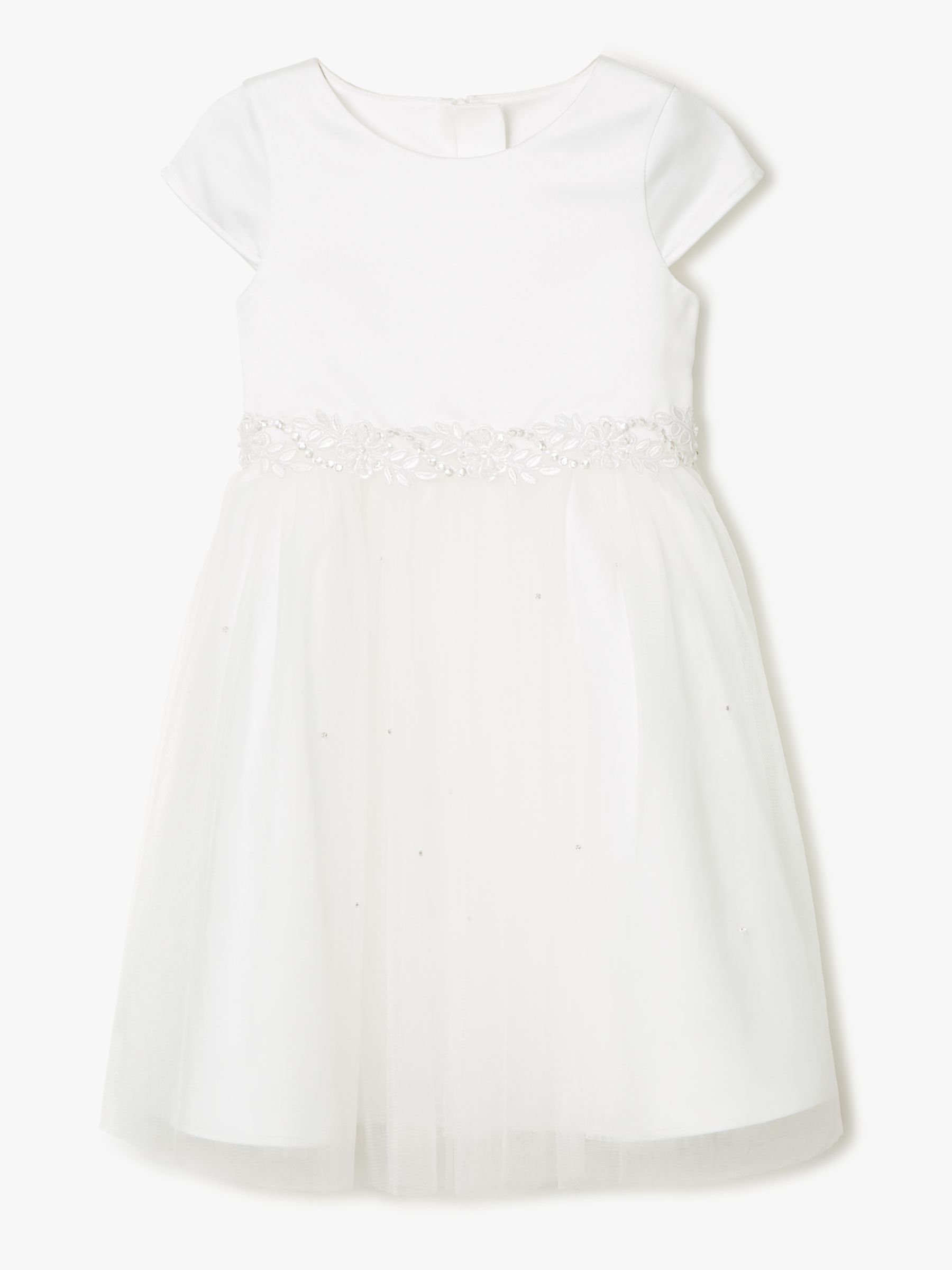 John Lewis & Partners Girls' Sequin Belted Bridesmaid Dress, White at ...