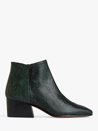 Jigsaw Dapper Block Heel Leather Ankle Boots, Green