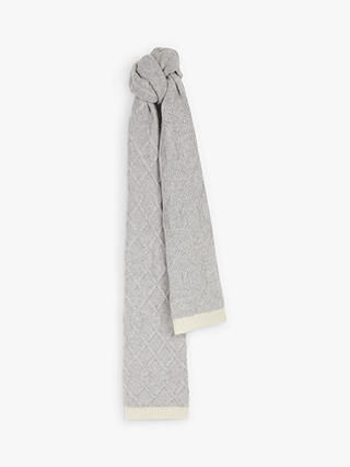Jaeger Cable Knit Cashmere Scarf, Grey