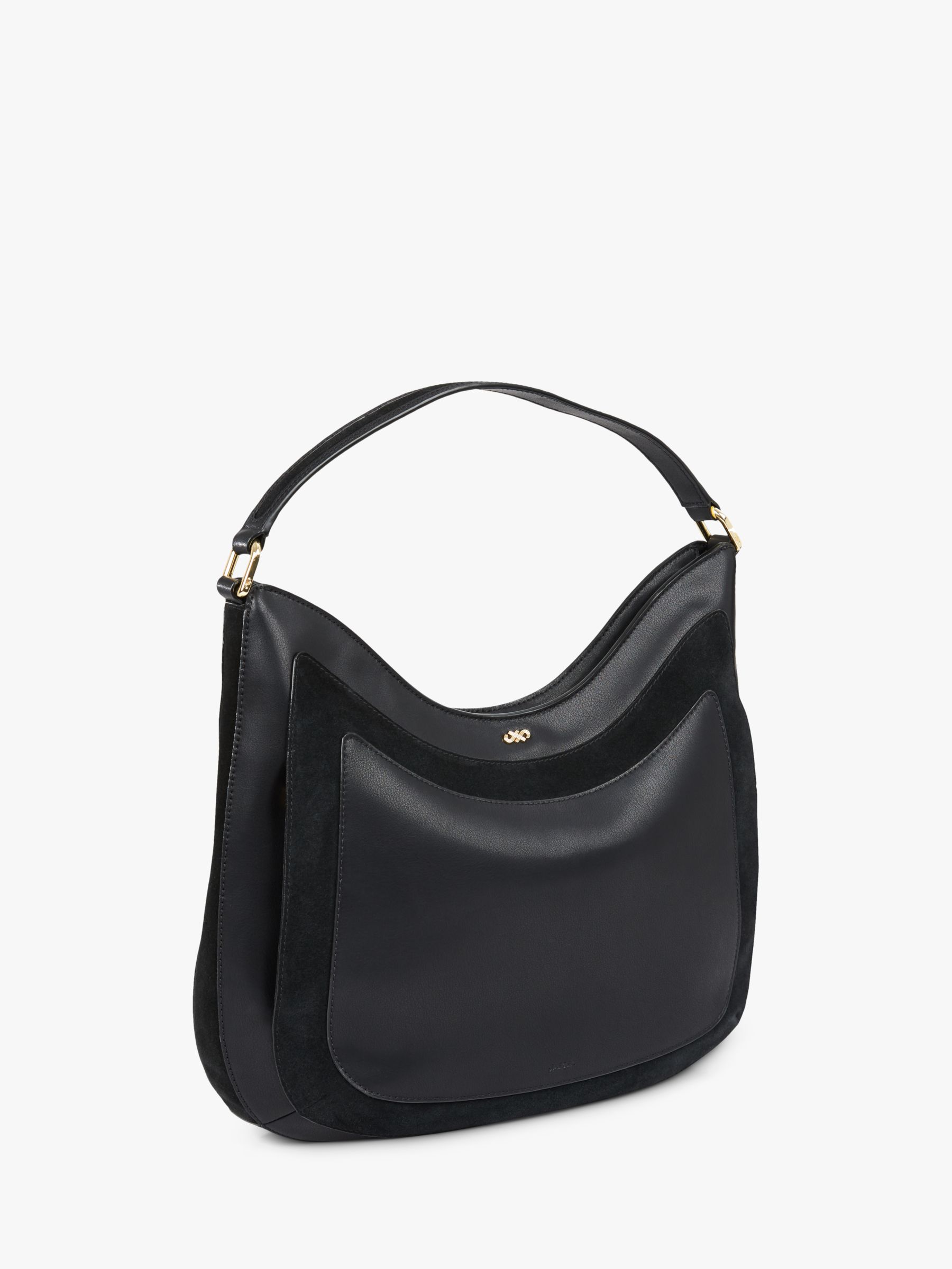 black suede hobo handbag