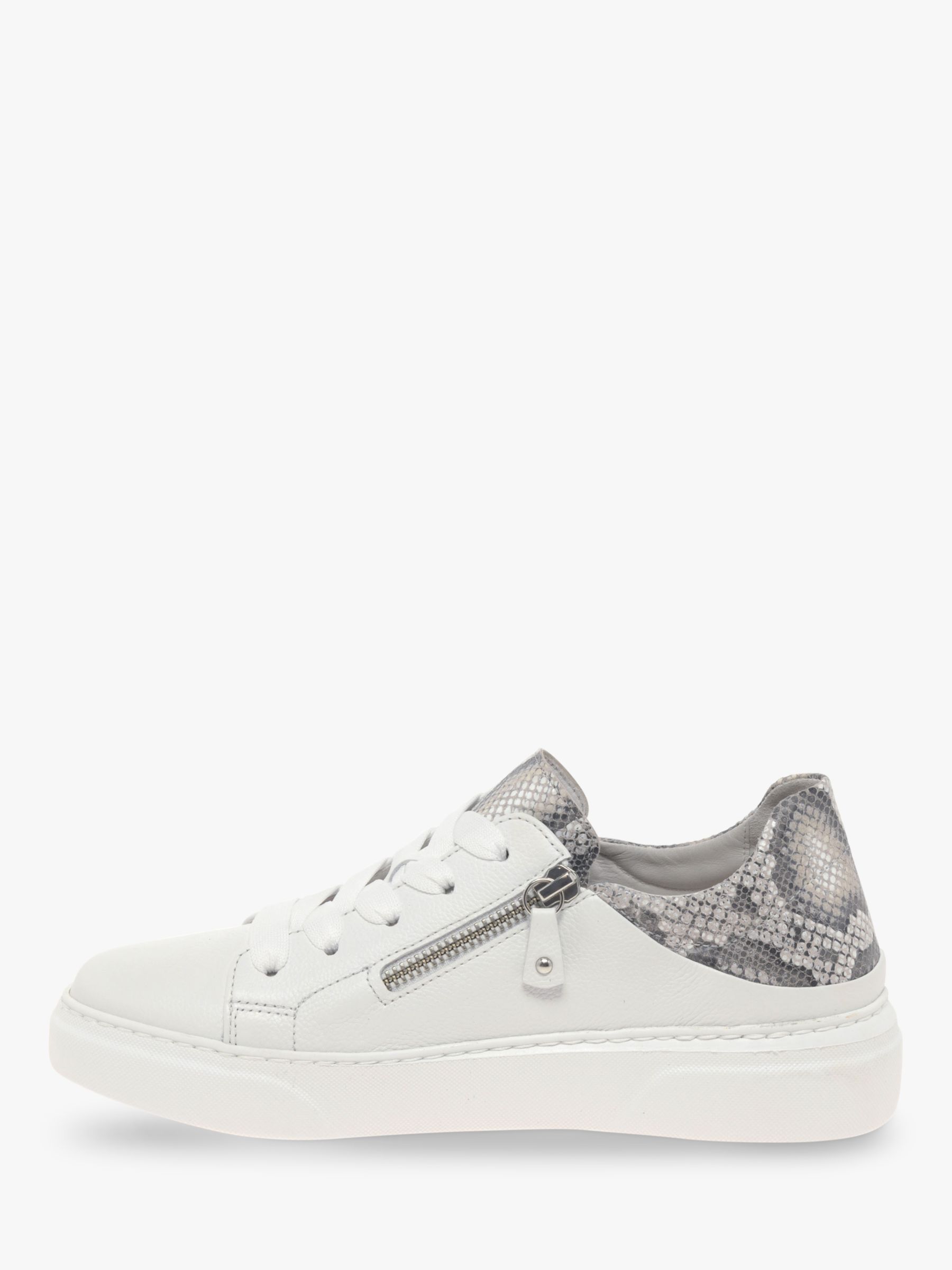Gabor Sequence Leather Snake Print Trainers, White