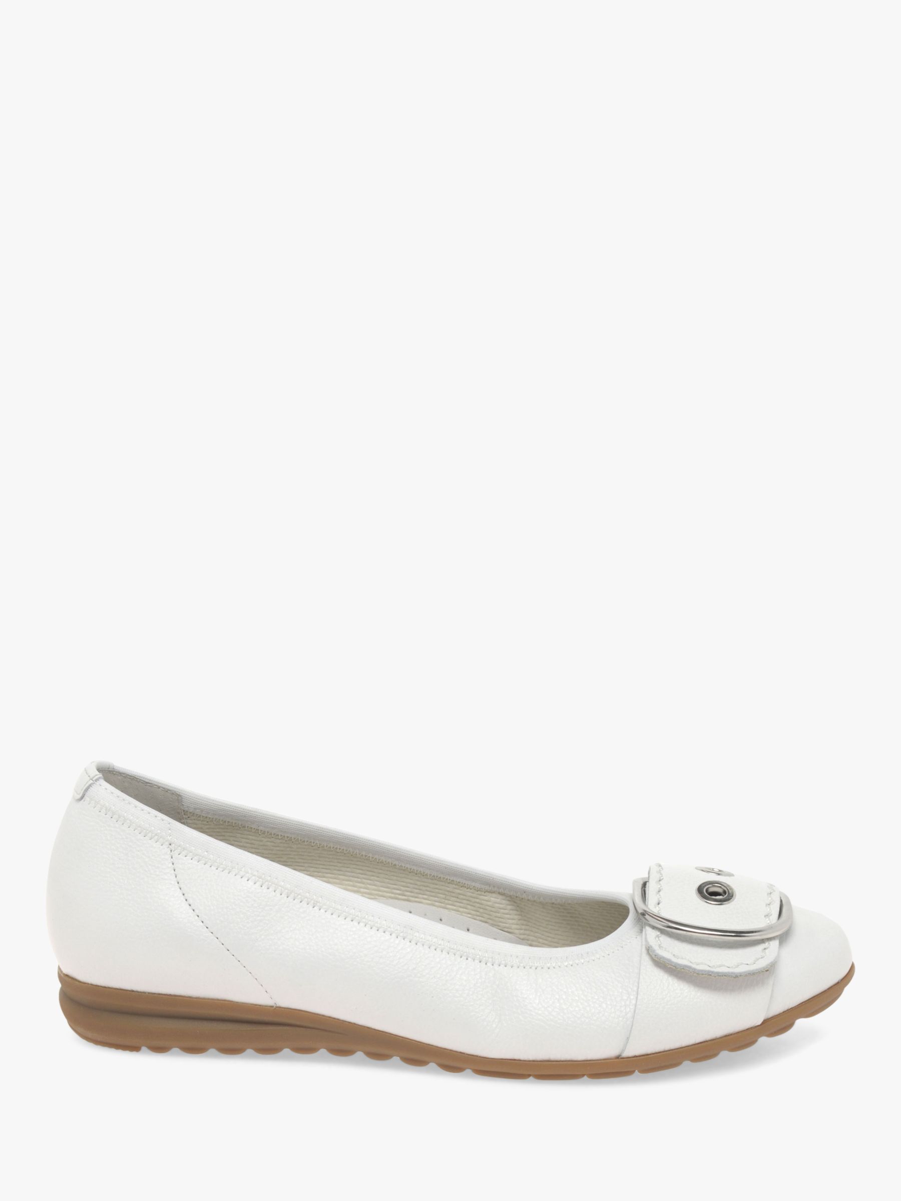 Gabor Saviour Leather Wide Fit Pumps, White