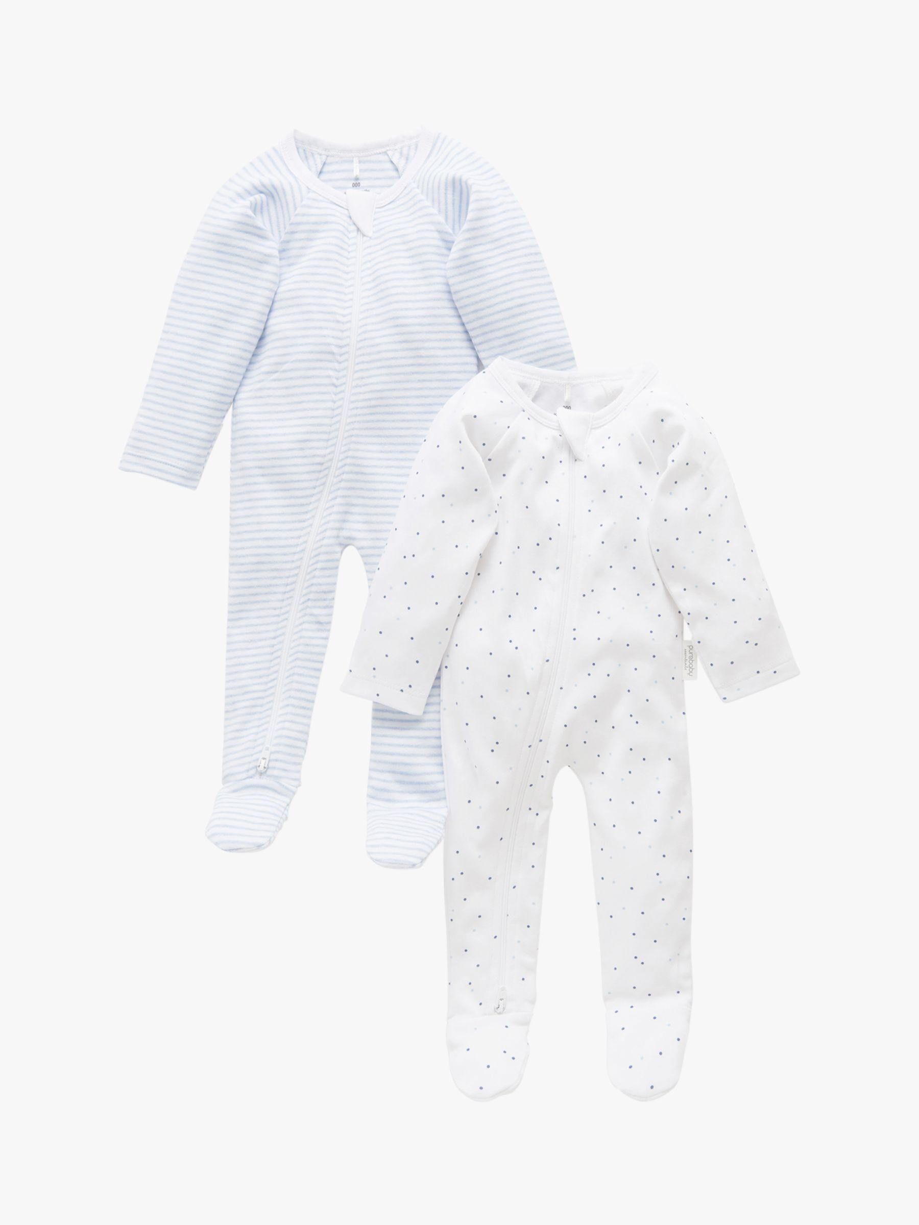 Purebaby Grow Suit, Pack of 2, Light Blue, Early Baby