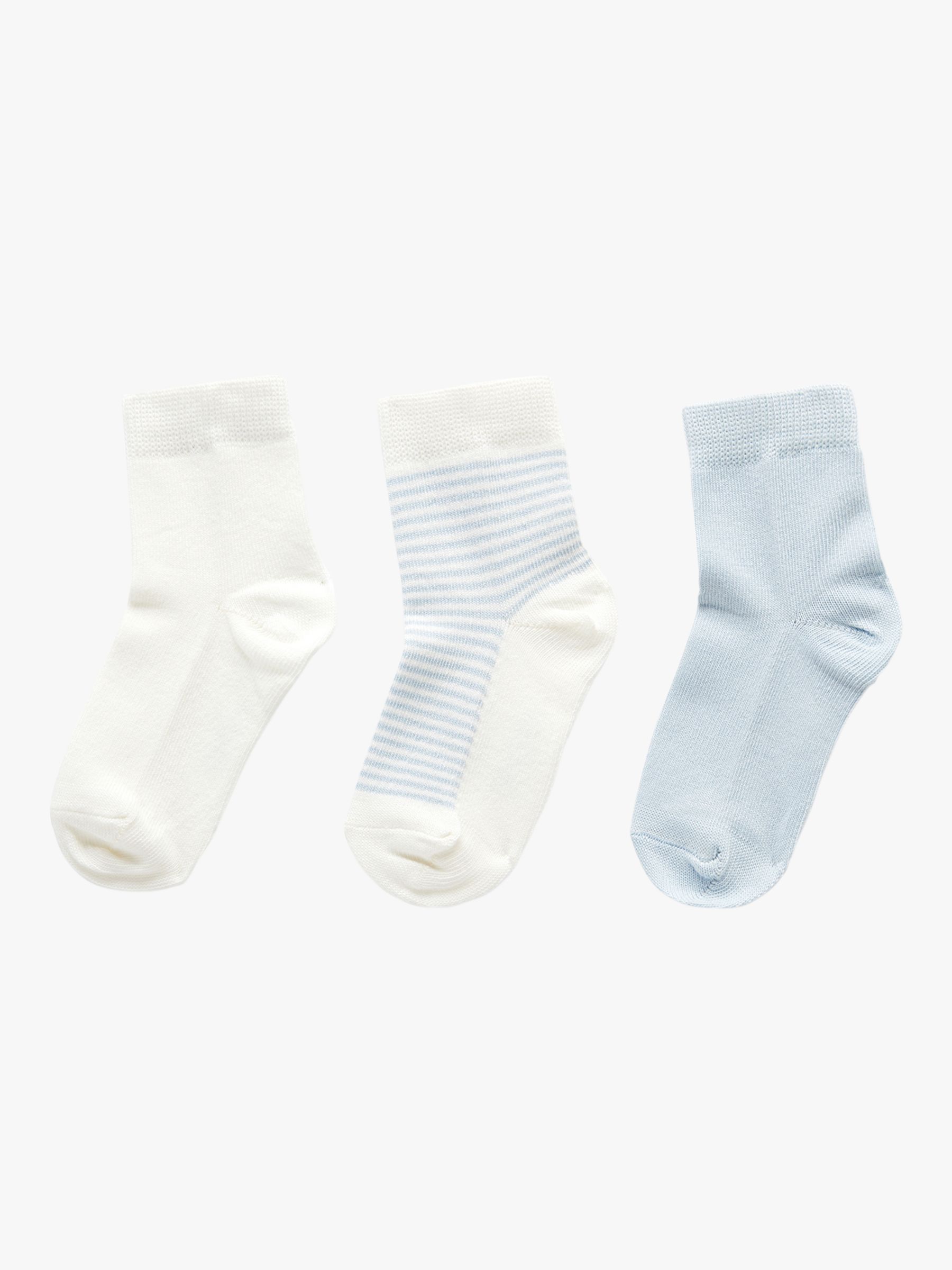 Purebaby Socks, Pack of 3, Blue at John Lewis & Partners