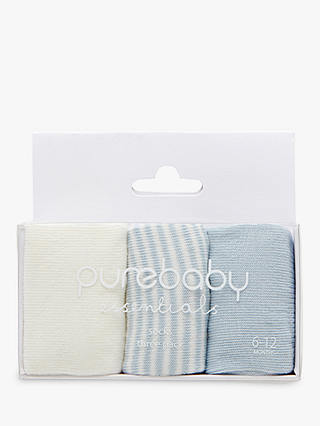 Purebaby Socks, Pack of 3, Blue