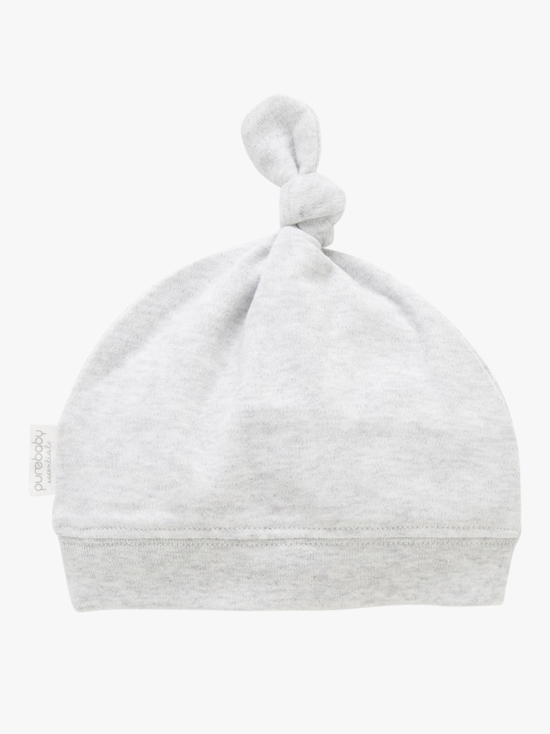Purebaby Knot Hat, Light Grey, Early Baby