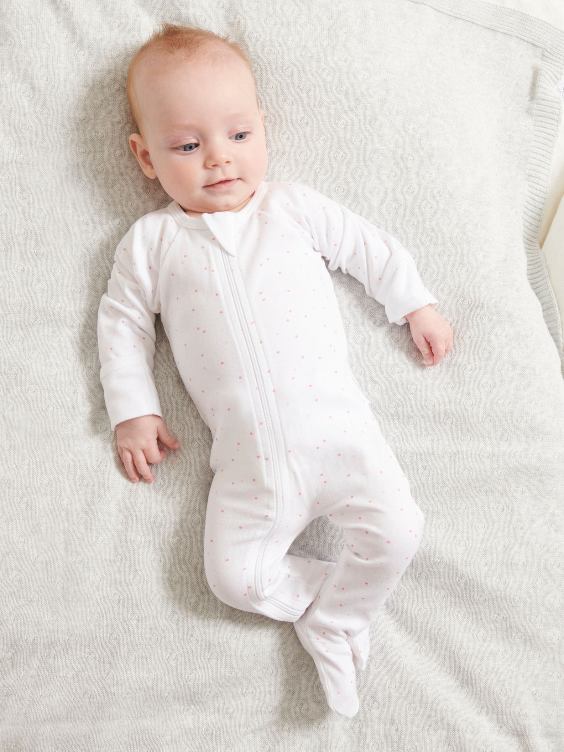 Purebaby Grow Suit, Pack of 2, Light Pink at John Lewis & Partners