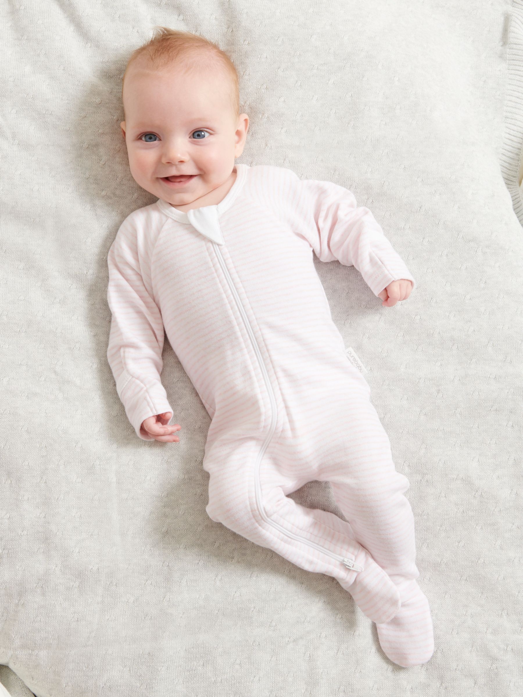 Purebaby Grow Suit, Pack of 2, Light Pink at John Lewis & Partners