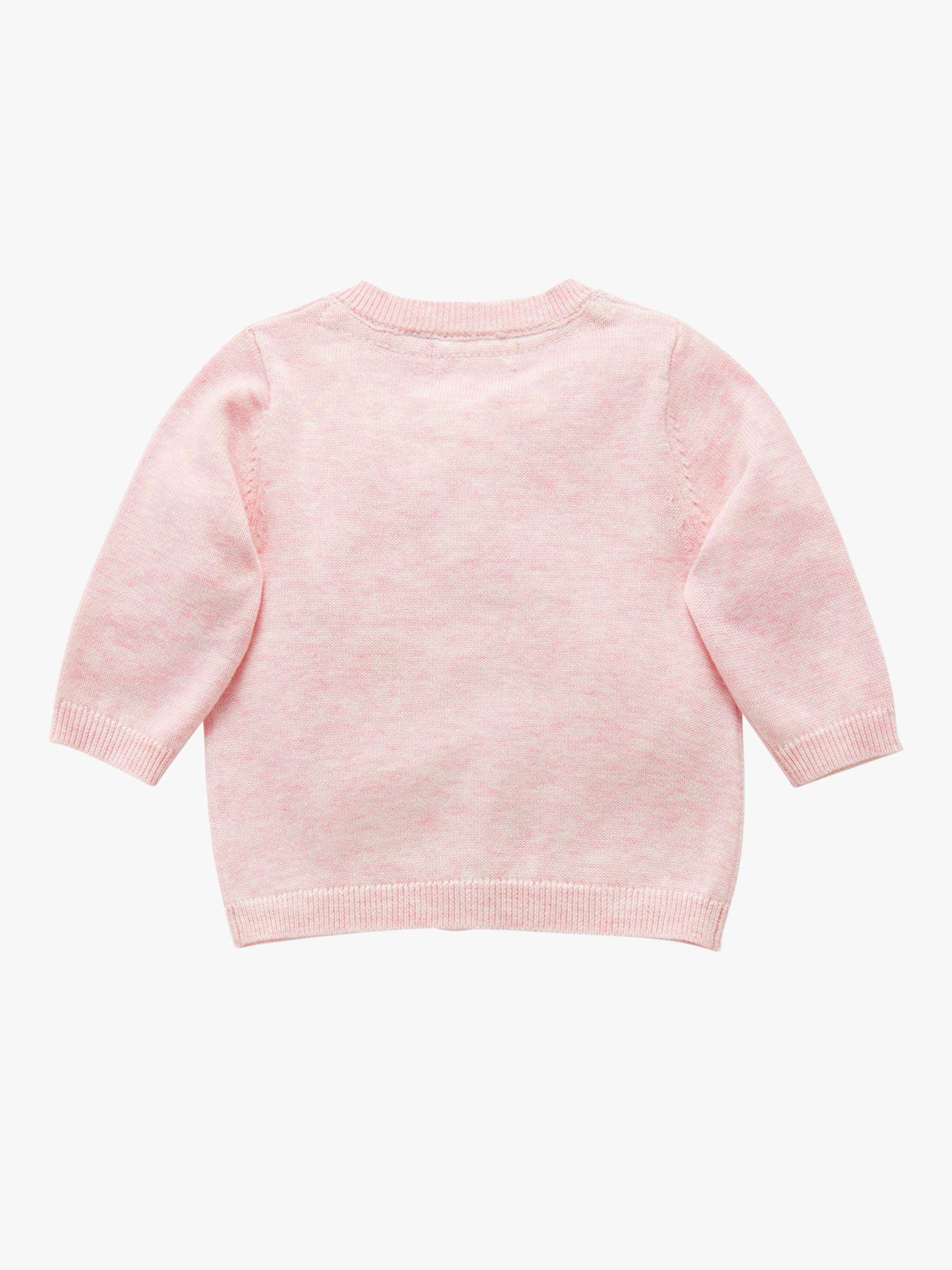 Purebaby Organic Cotton Cardigan, Pale Pink Melange, Newborn