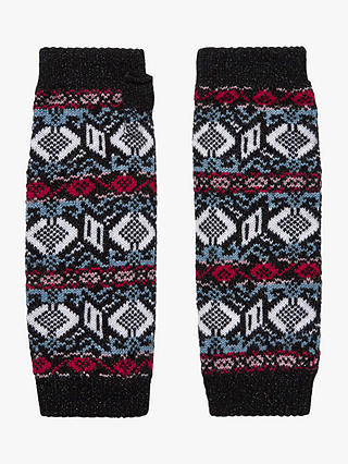 Brora Cashmere Tapestry Arm Warmer Gloves, Black