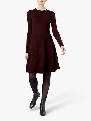 Hobbs Sarah Knitted Dress, Aubergine