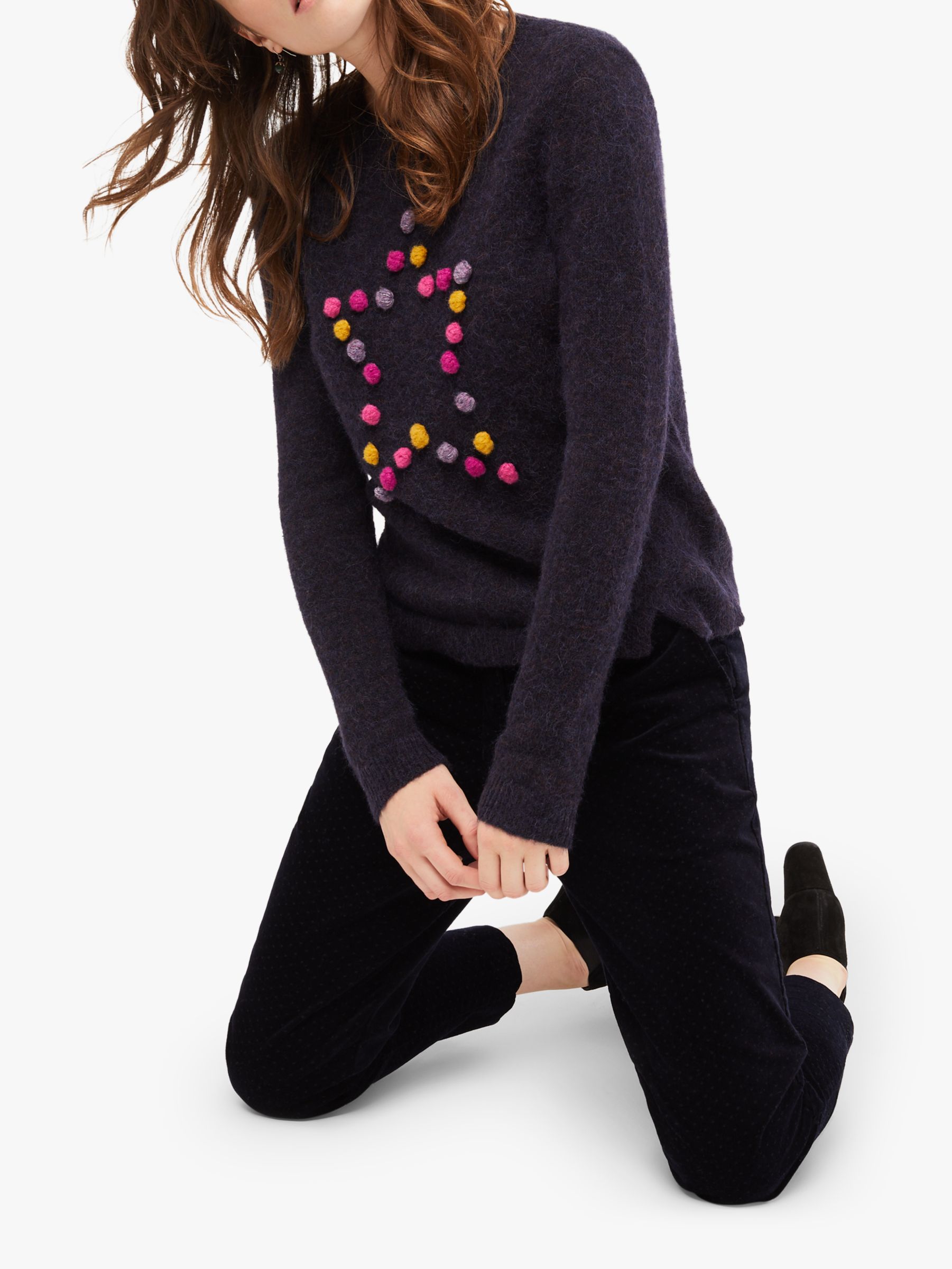 White Stuff Bobble Star Jumper, Purple