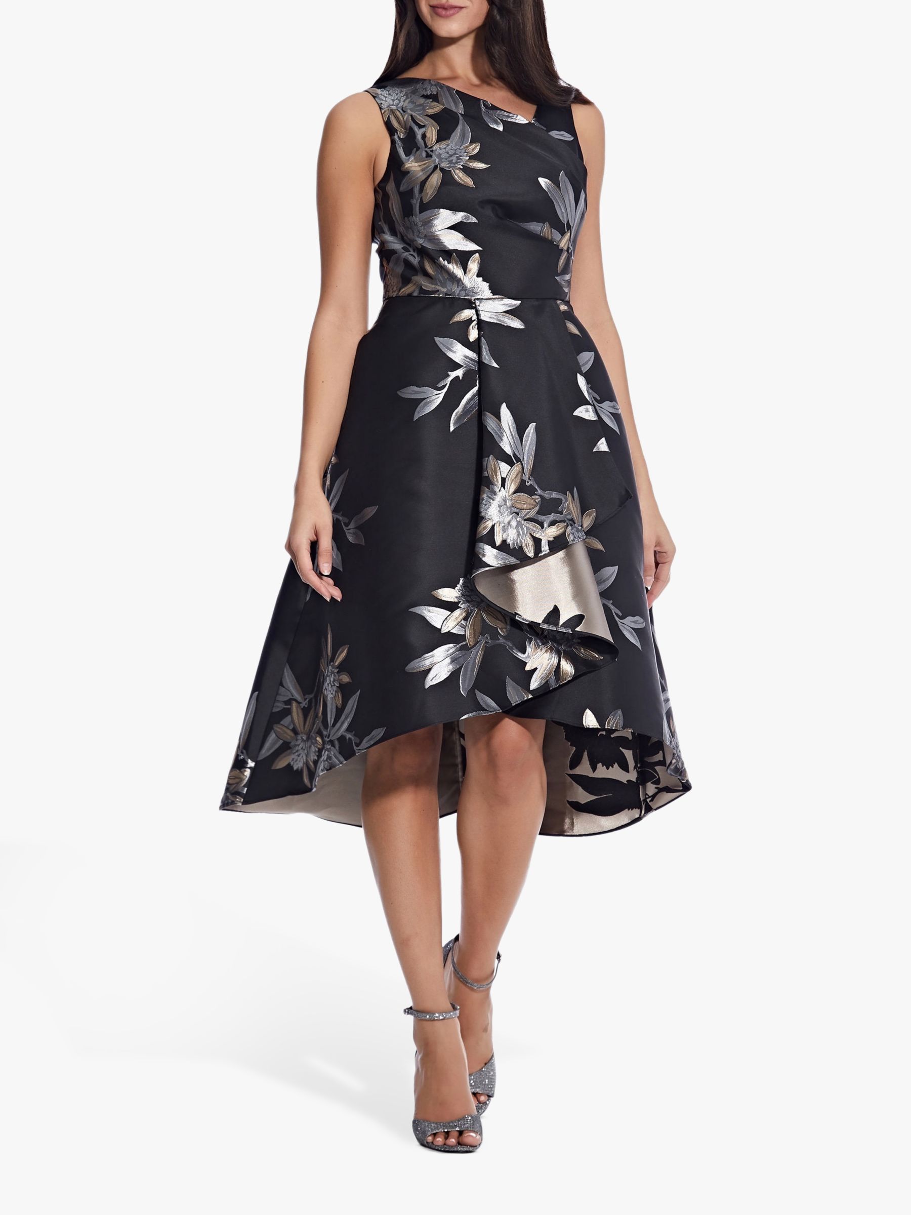Adrianna Papell Floral Jacquard Dress, Black/Multi, 8