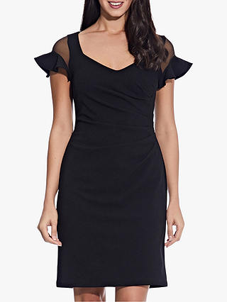 Adrianna Papell Semi Sheer Sleeve Dress, Black