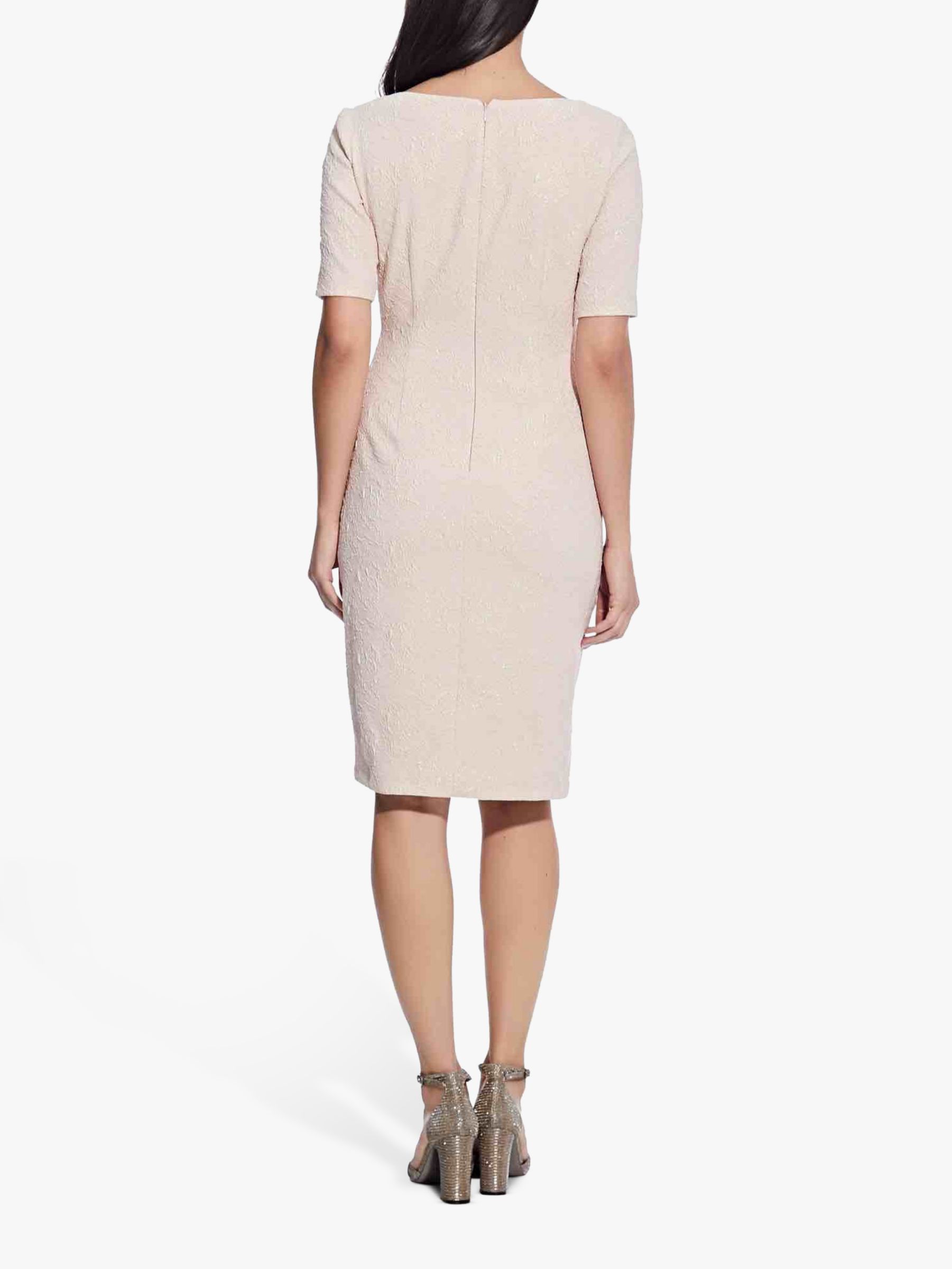Adrianna Papell Draped Jacquard Dress, Ivory at John Lewis & Partners