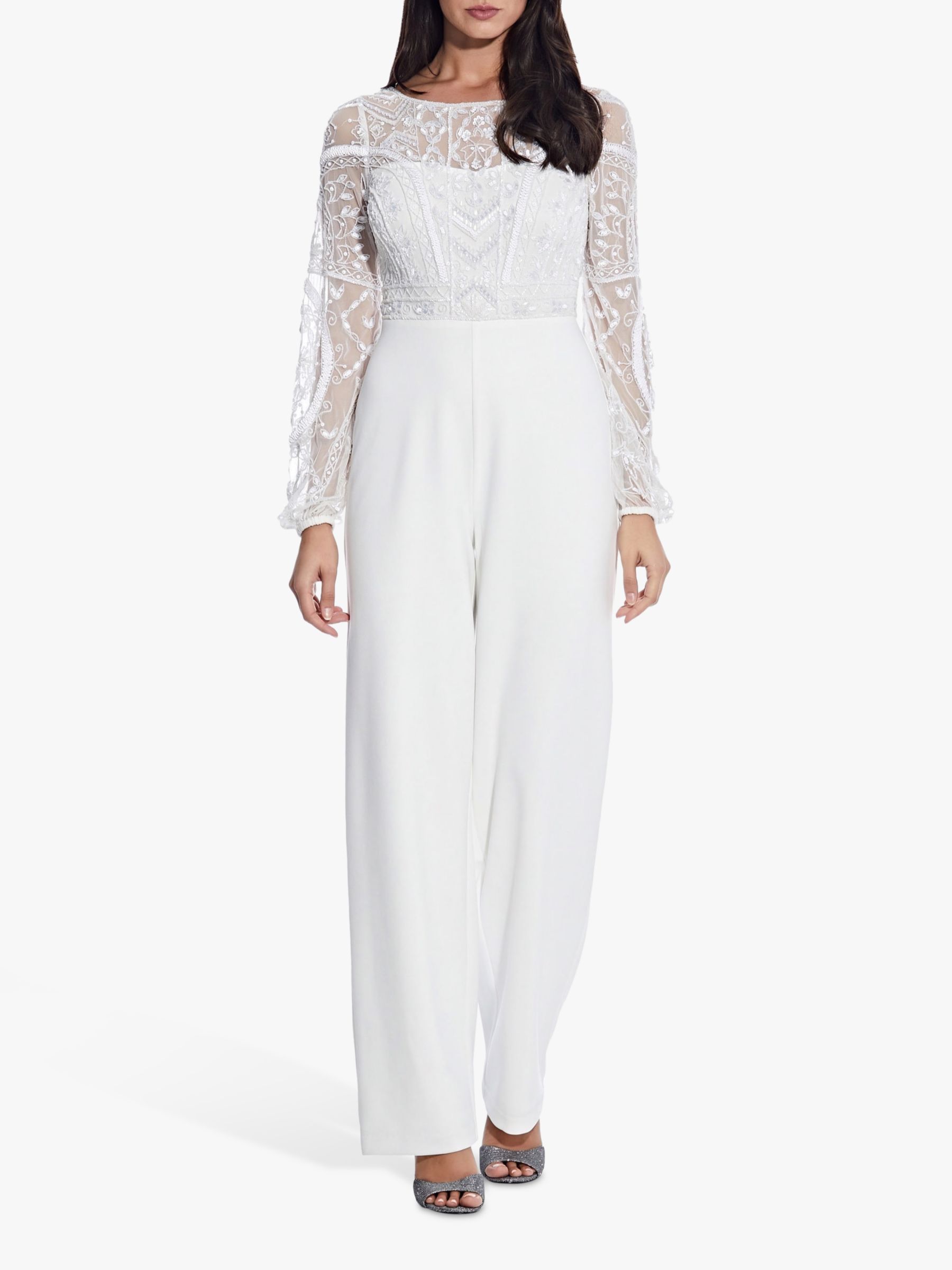 Adrianna Papell Bead Crepe Jumpsuit at John Lewis & Partners