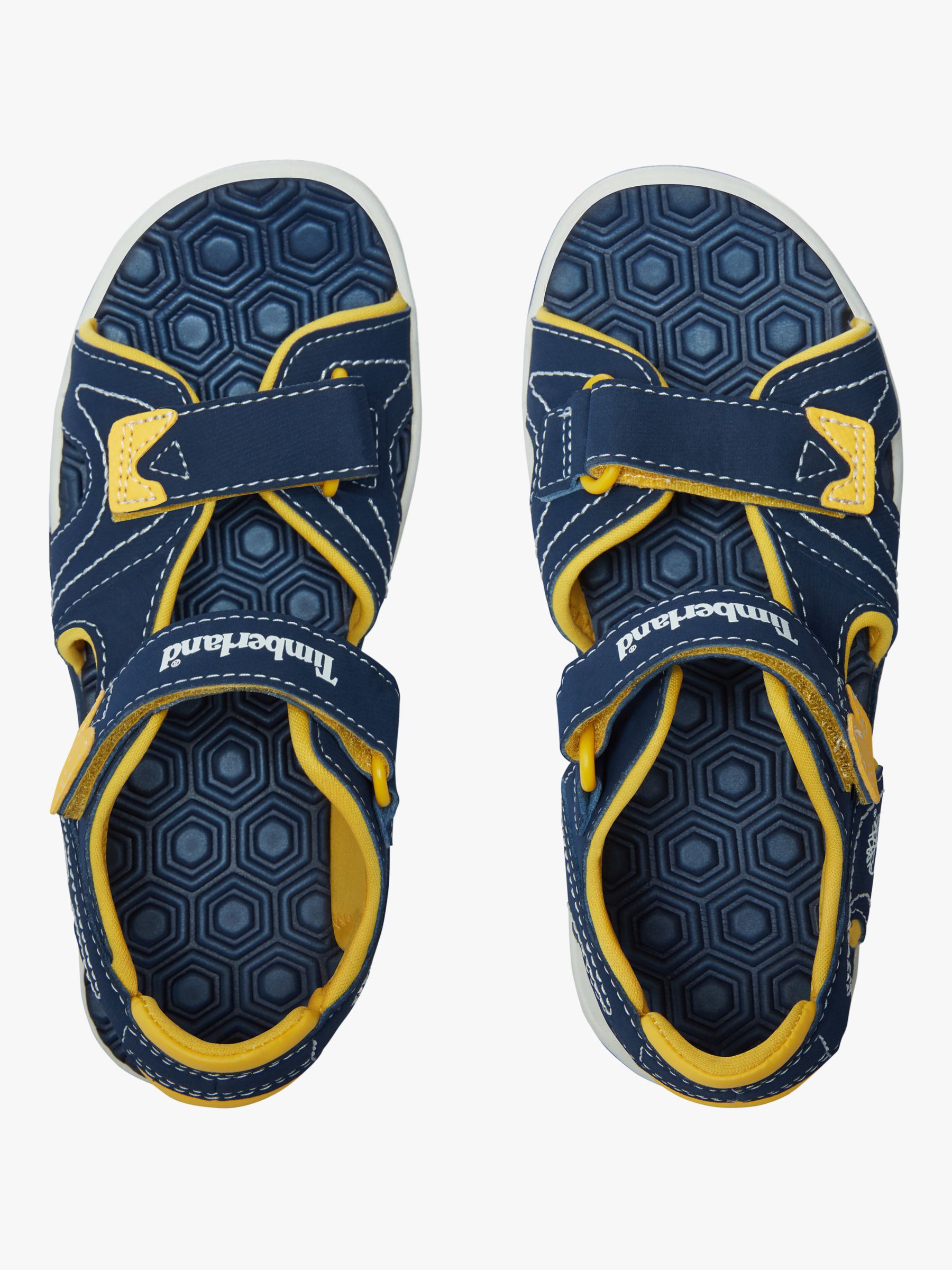 Timberland Kids' Adventure Seeker Riptape Sandals, Navy/ Yellow, 23