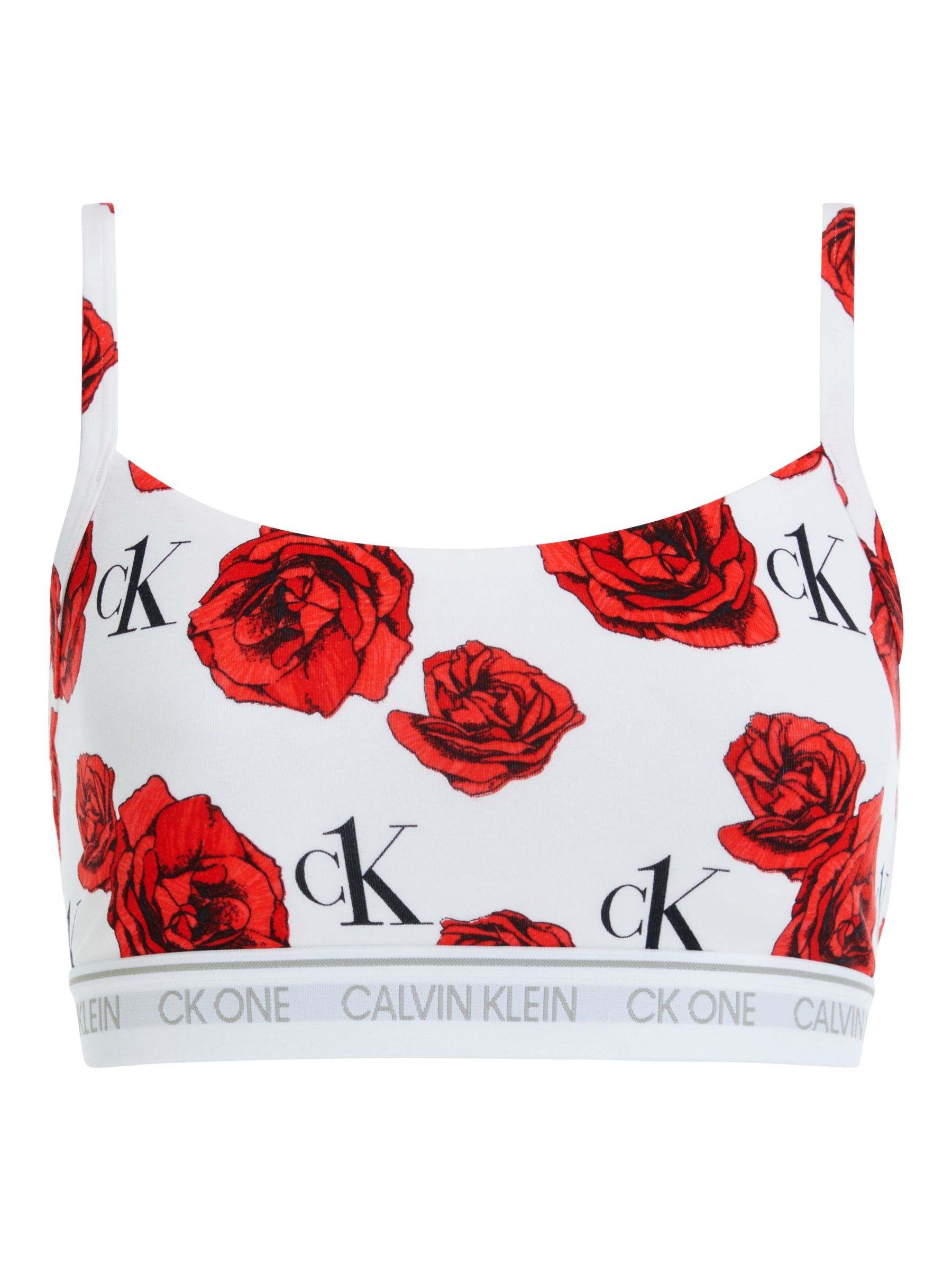 Calvin Klein Charming Rose Print Thong in White