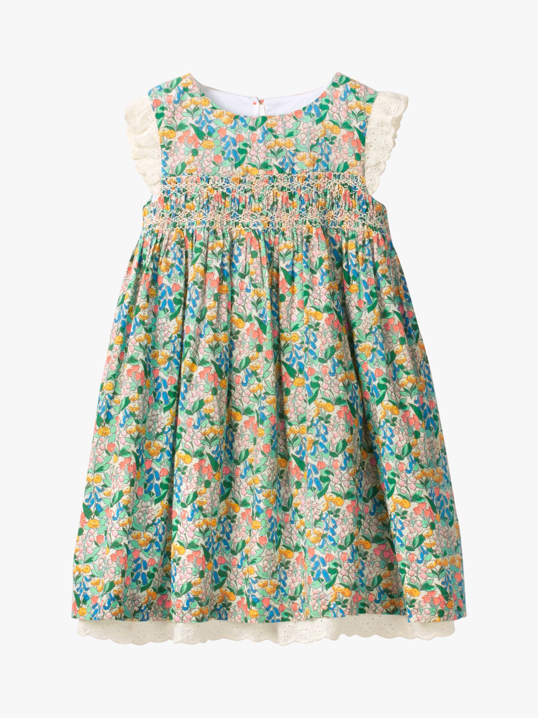 Mini Boden Girls' Nostalgic Smocked Cotton Dress, Spring Floral at John ...