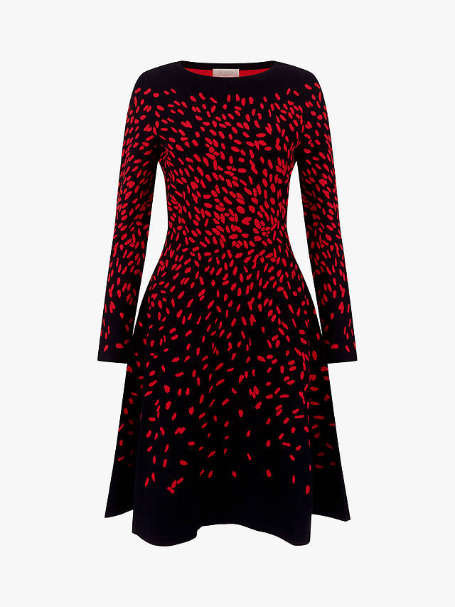 Hobbs Jodie Knitted Dress, Black/Red at John Lewis & Partners