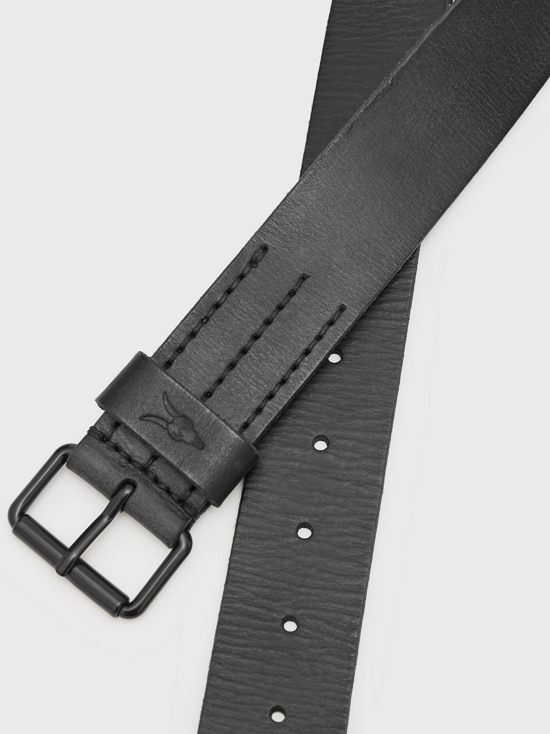 AllSaints Dunston Leather Belt, Black at John Lewis & Partners