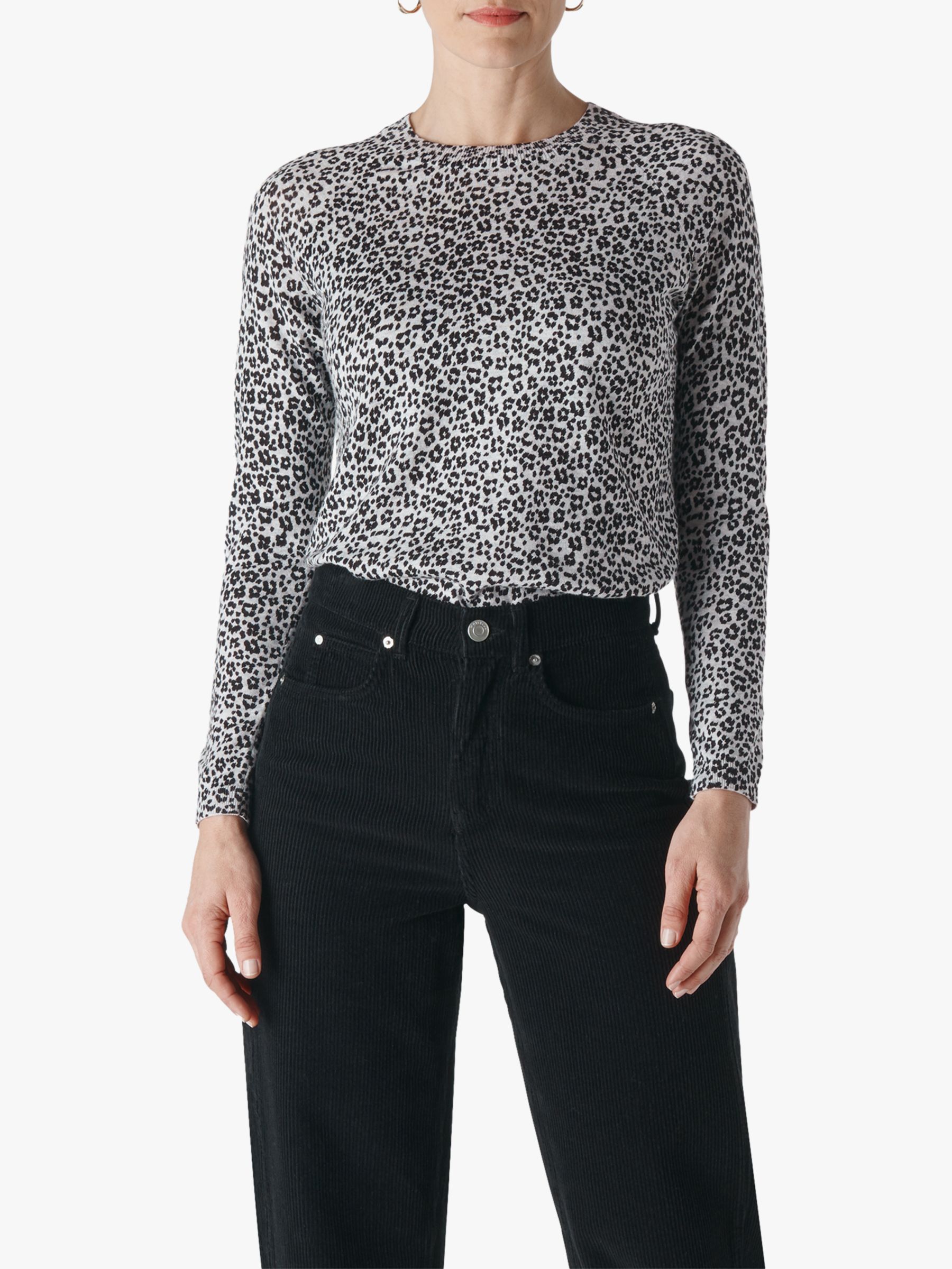 Whistles Ikat Animal Print Knit Black Multi At John Lewis Partners