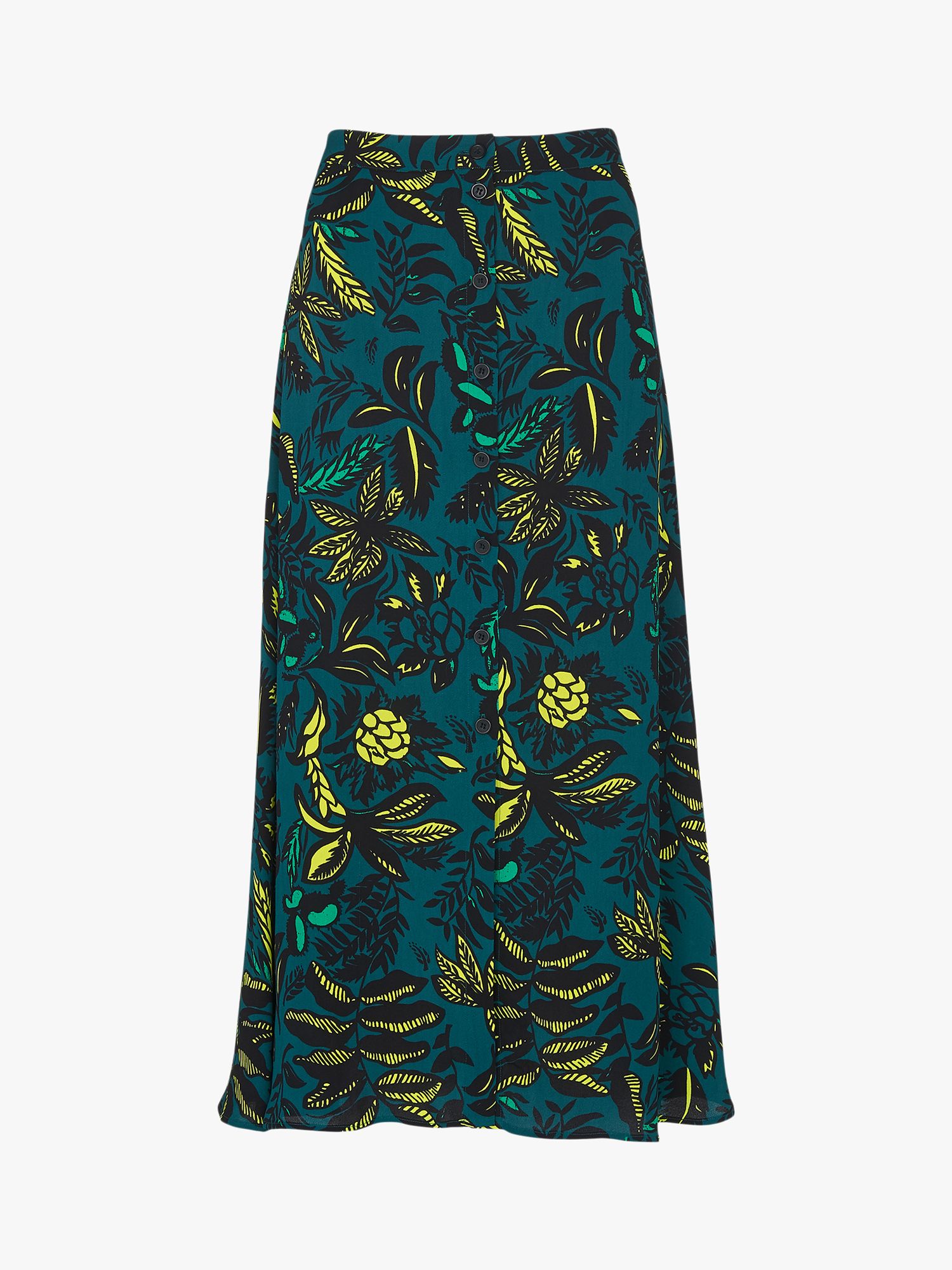 Whistles Leaves Print Skirt, Green/Multi