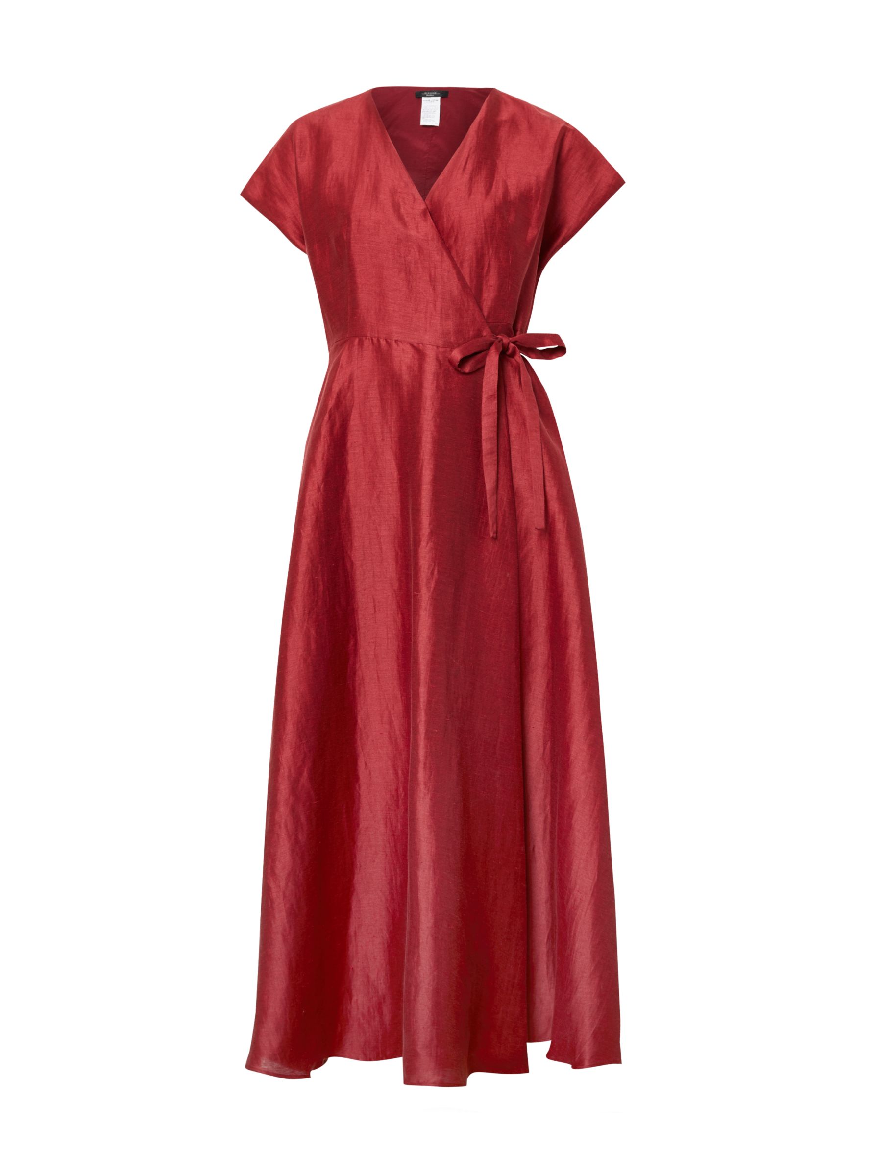 Weekend Max Mara Terrino Linen Silk Wrap Dress, Bordeaux at John Lewis ...