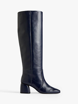 Jigsaw Daphine Leather Knee High Boots, Navy