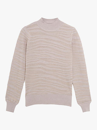 Oasis Tiger Stripe Knit Jumper, Pale Grey