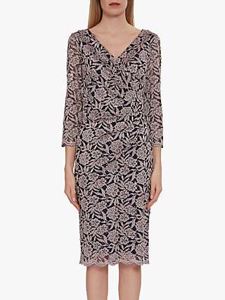 Gina Bacconi Olena Sequin Lace Dress, Navy/Pink