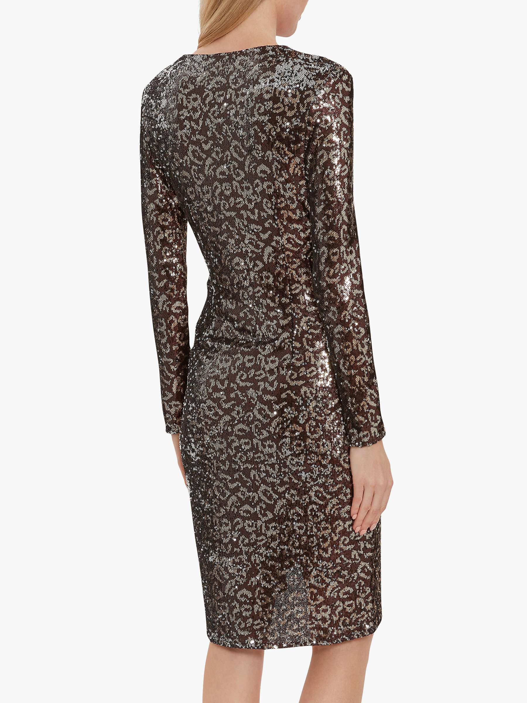 Buy Gina Bacconi Clarice Sequin Leopard Print Wrap Dress, Brown/Gold Online at johnlewis.com
