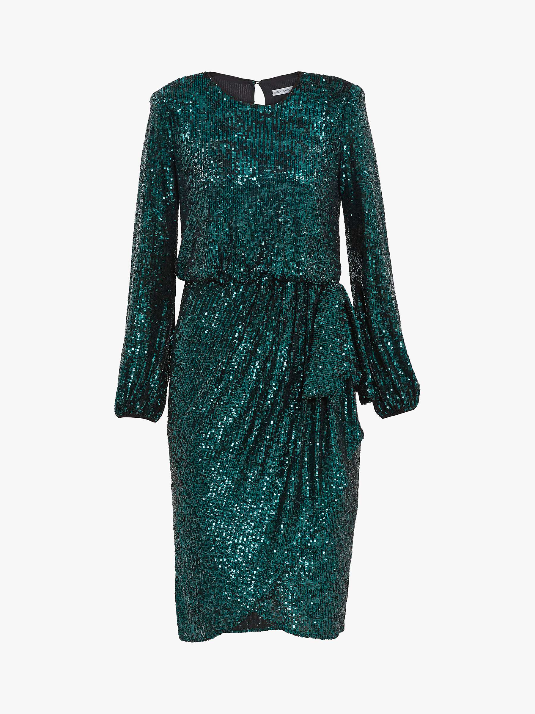 Gina Bacconi Pieta Sequin Dress, Dark Green at John Lewis & Partners