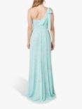 Maids to Measure Georgina Asymmetric Bow Dress, Misty Green Confetti Print