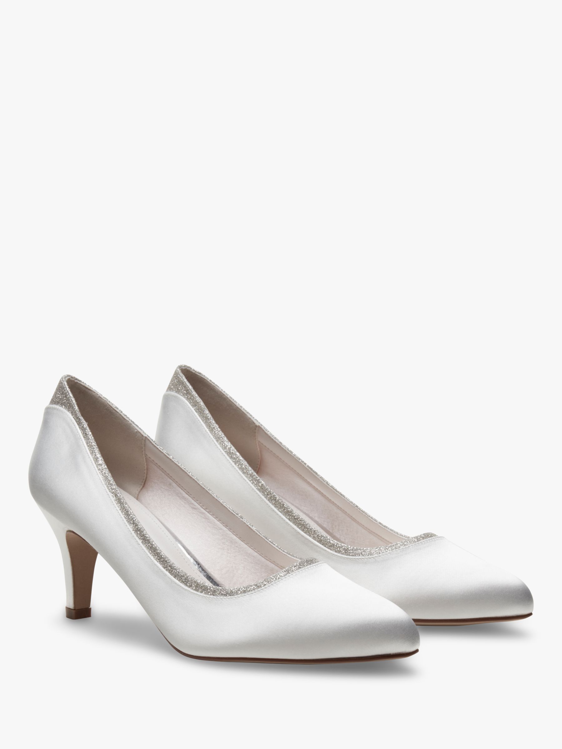 Rainbow Club Jara Wide Fit Shimmer Court Shoes, Ivory at John Lewis ...