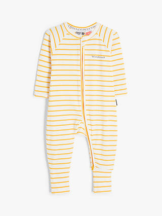 Bonds Baby Stripe Wondersuit, White/Marigolden
