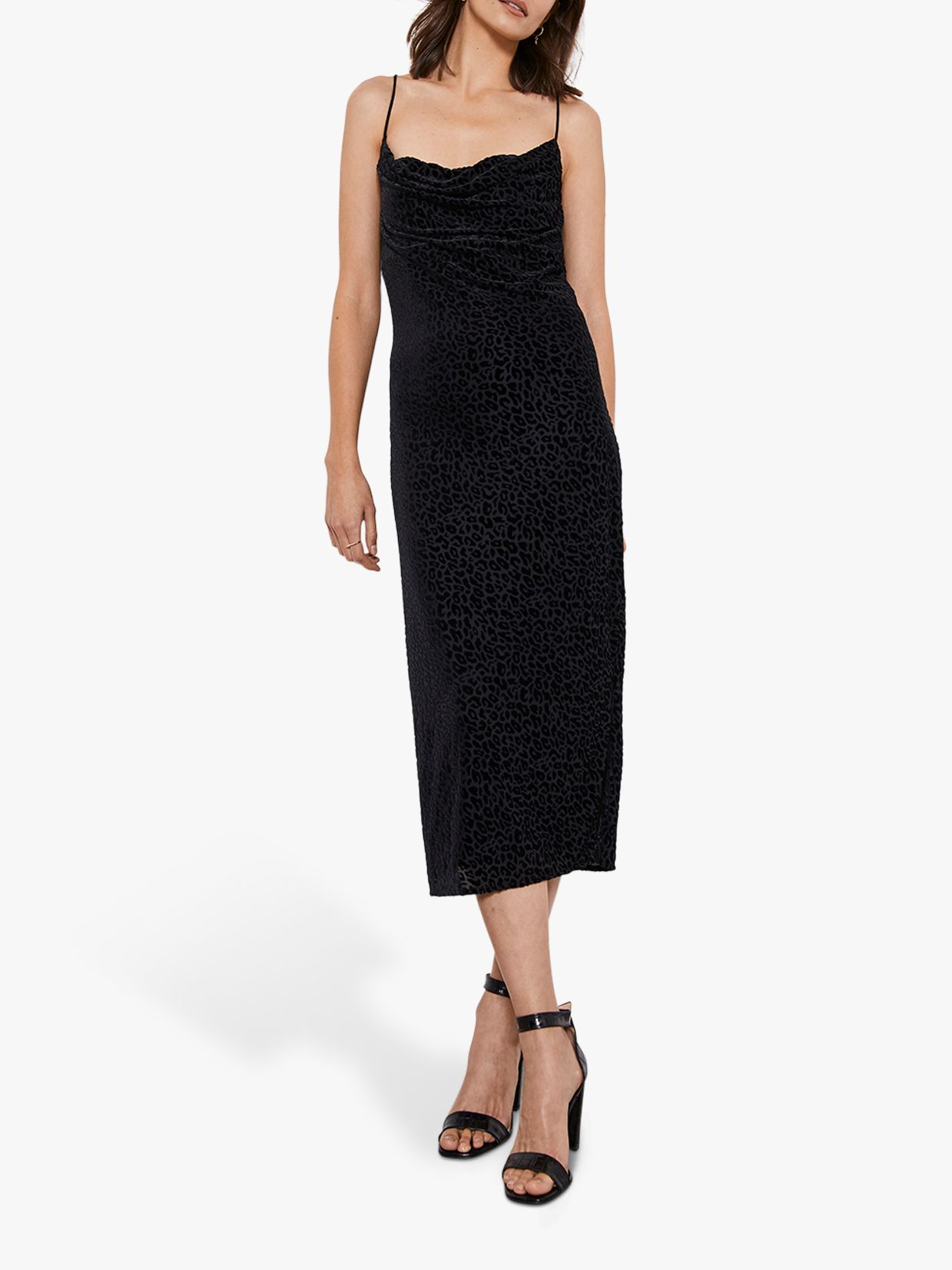 Download Mint Velvet Leopard Print Slip Midi Dress Black At John Lewis Partners