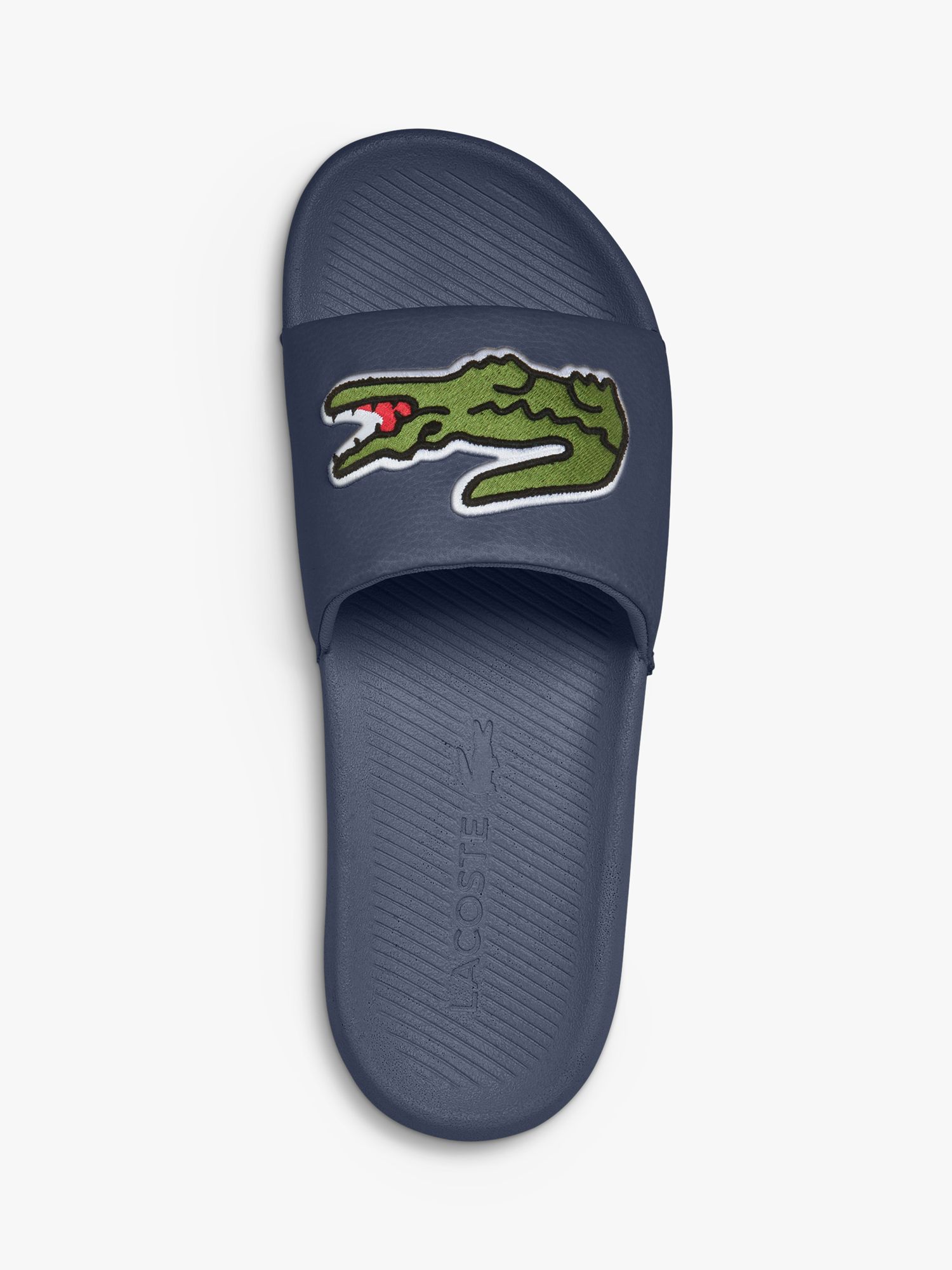 Lacoste Croco Synthetic Sliders, Navy at John Lewis & Partners