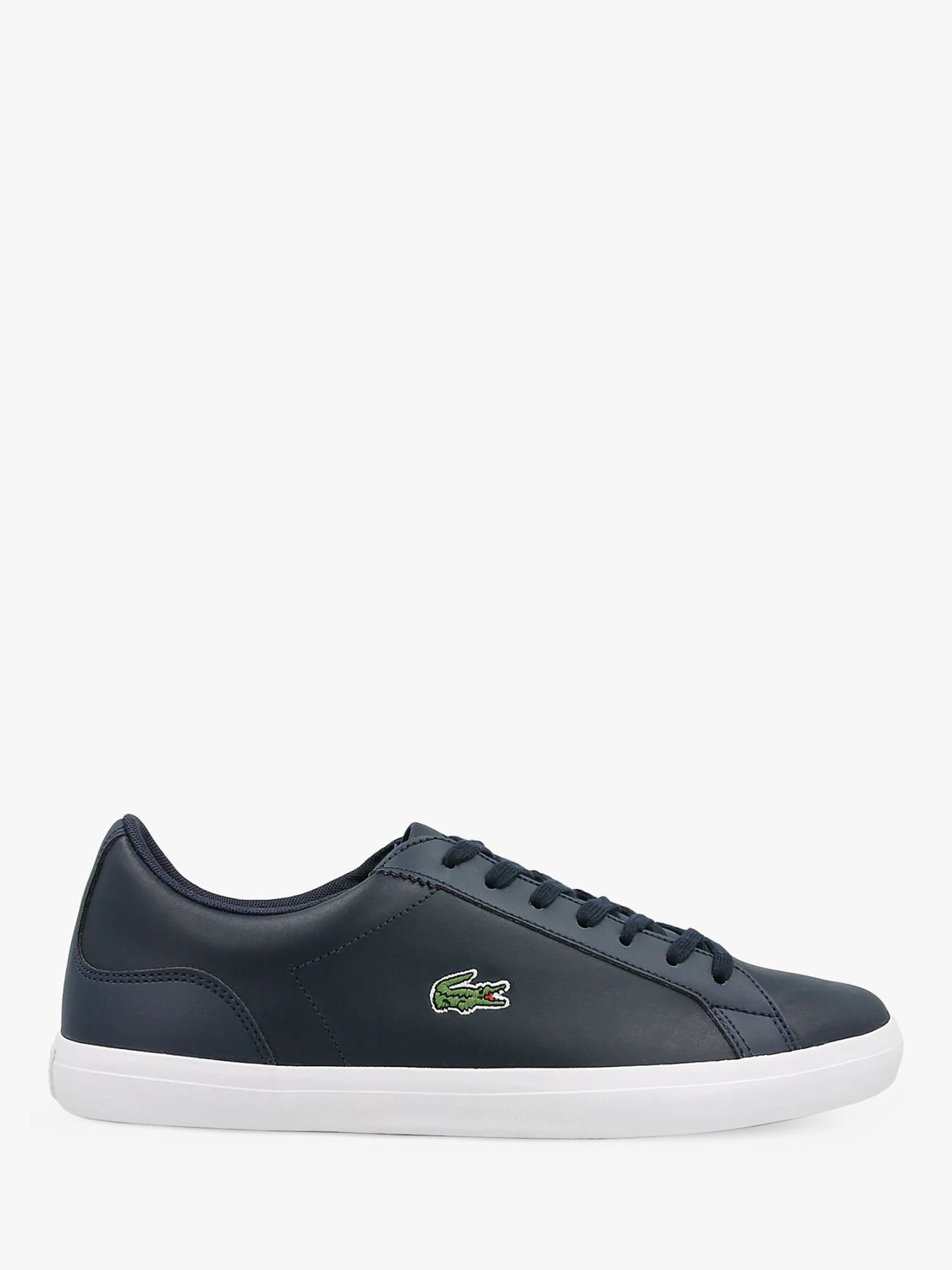 Lacoste Lerond Leather Trainers, Navy at John Lewis & Partners