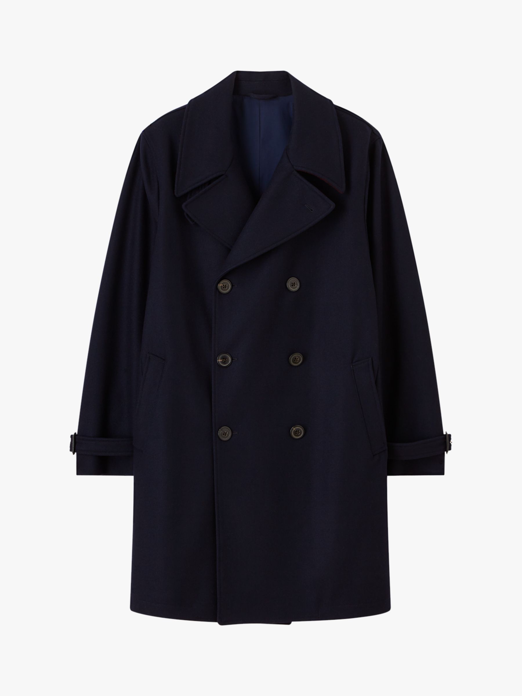 Jigsaw Denning Double Breasted Coat, Navy