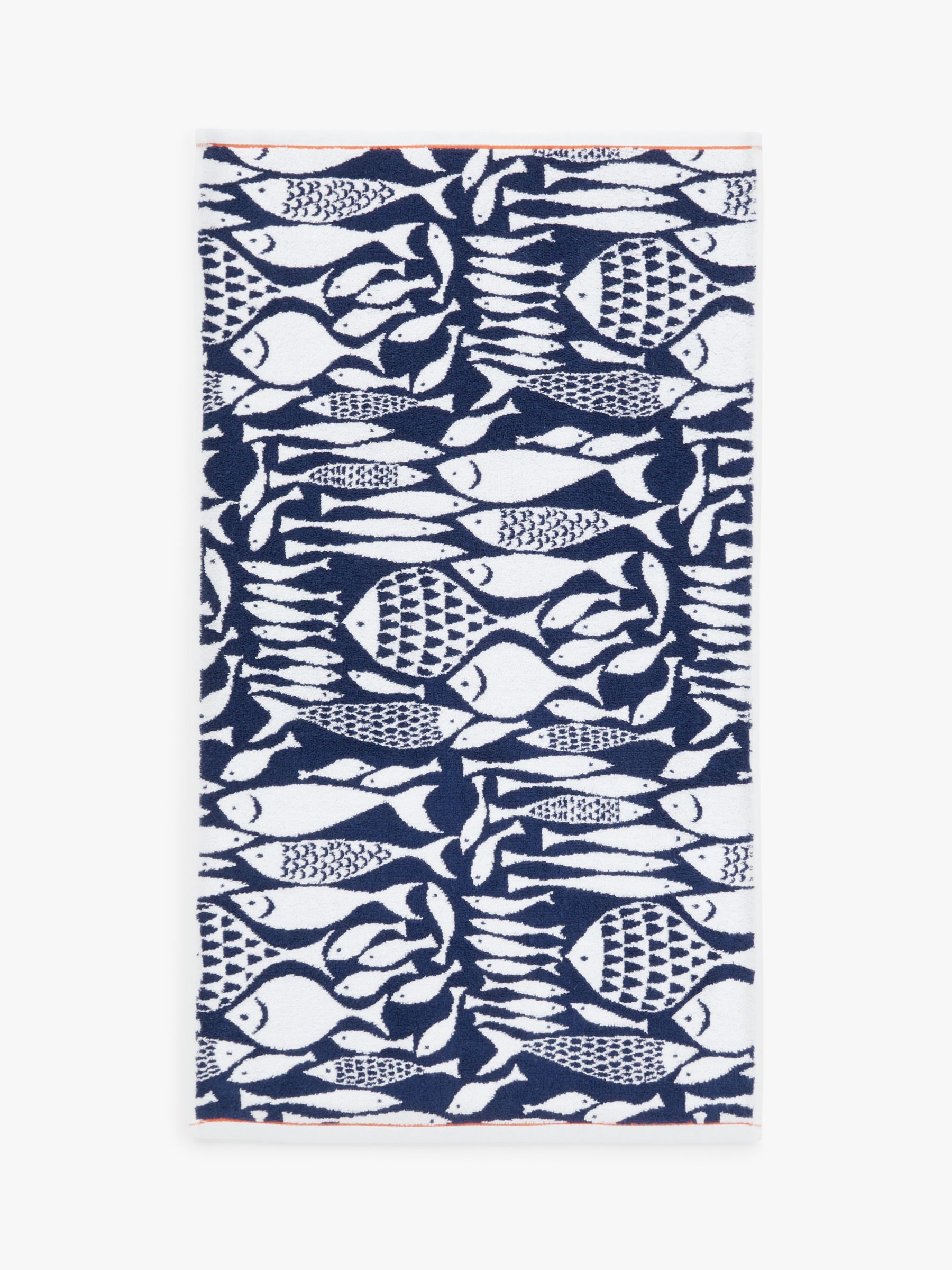 John Lewis Shoal Of Fish Towels, Navy/White