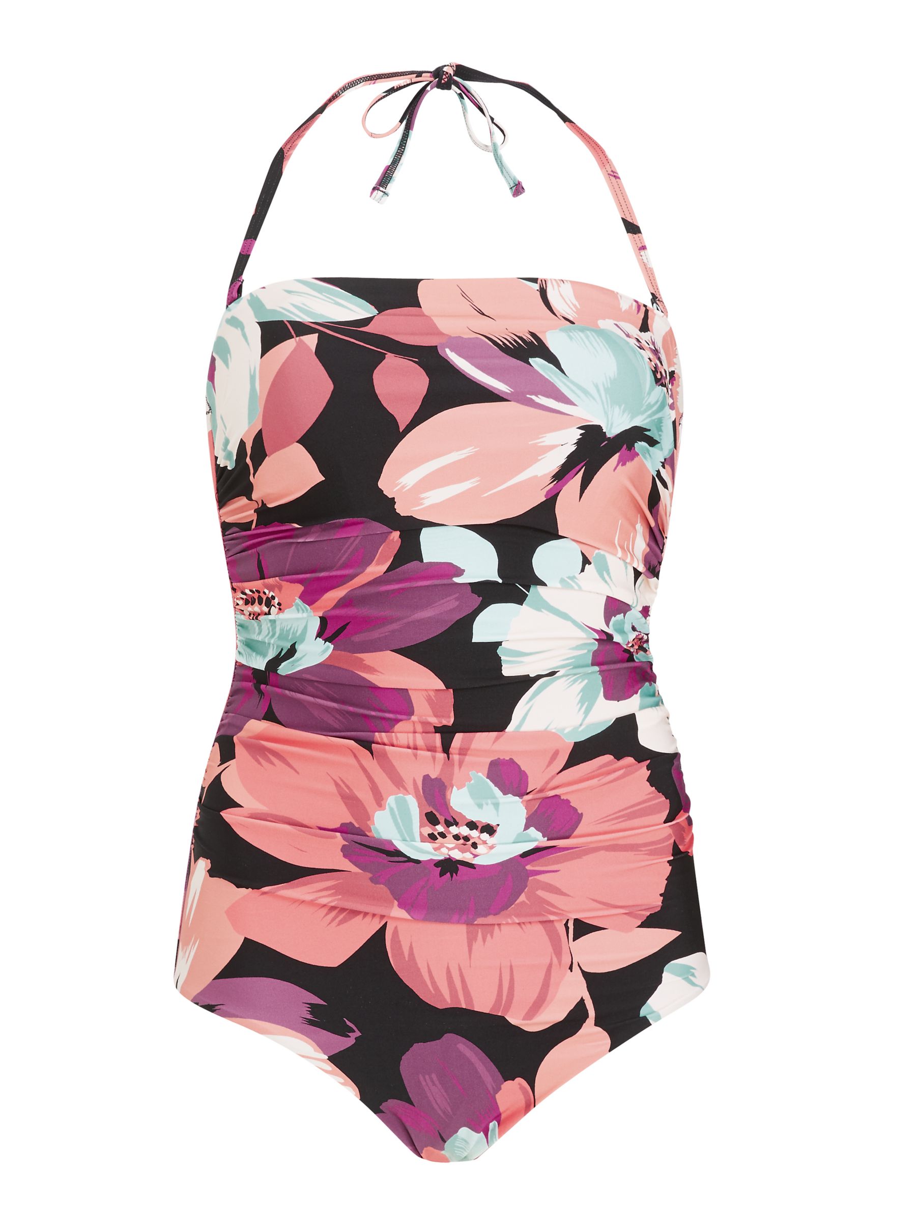 John Lewis & Partners Paloma Ruched Bandeau Control Swimsuit, Mulberry ...